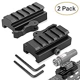 Picatinny Riser Mount, GUNPOW 2 Pack Low Profile Rail Riser Mount Adaptor with 5-Slot Picatinny Rails, QD Quick Release Lever Lock, Allen Wrenchs, For AR15 Rifle Red Dot Sight Scope Optic,1/2