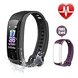 ISPIRITY Fitness Tracker with Heart Rate Monitor, Fitness Watch Activity Tracker, Smart Watch Step Counter Sleep Monitor, Pedometer Watch Men Women Kids (Color Screen, IP68 Waterproof) Black Purple