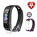 ISPIRITY Fitness Tracker with Heart Rate Monitor, Fitness Watch Activity Tracker, Smart Watch Step Counter Sleep Monitor, Pedometer Watch Men Women Kids (Color Screen, IP68 Waterproof) Black Purple