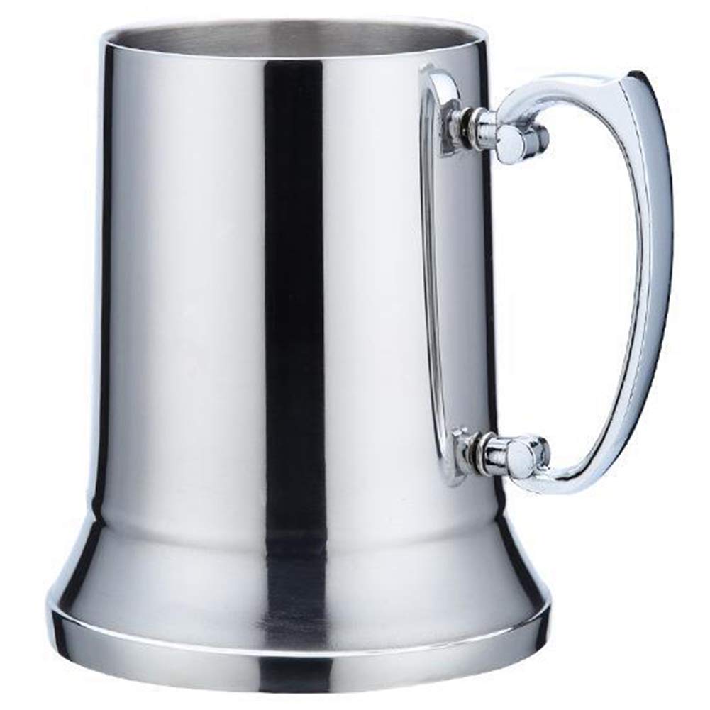 Jiaminye Double Wall Steel Beer Mug Breakfast Milk Mugs with Handgrip Coffee Cup 560Ml