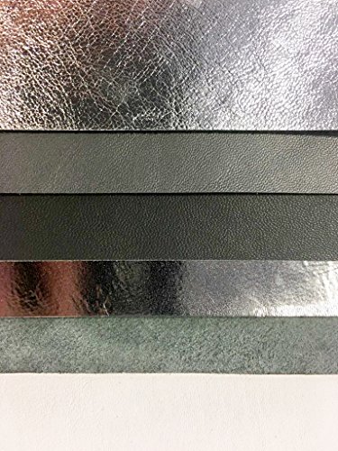 Gray Italian Leather for crafts: Gray and Metallic Leather Sheets 5x5 in/~2oz
