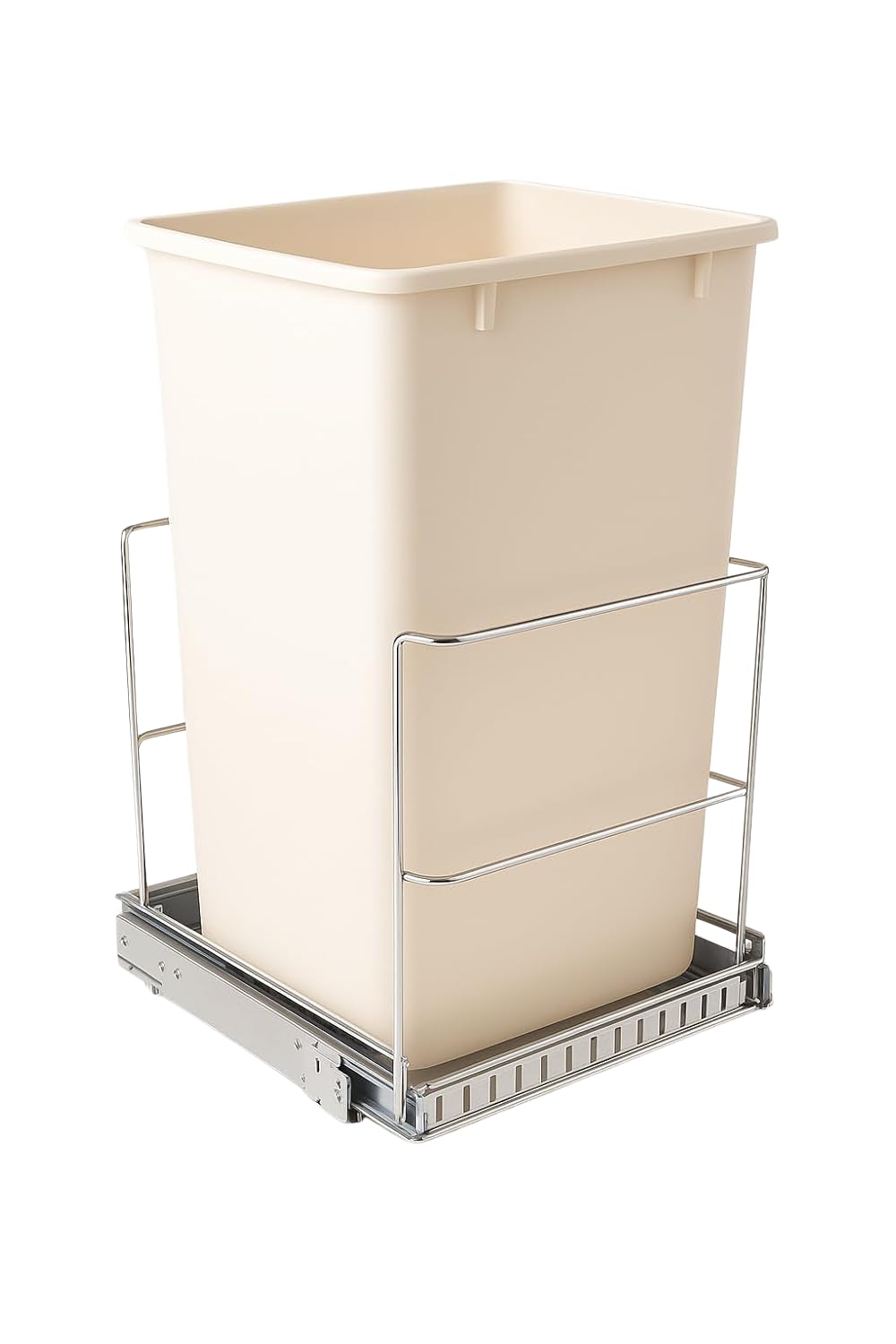Photo 1 of Pull-Out Trash Can for Cabinet - 9 Gal / 36 qt - Heavy-Duty Chrome, Smooth Slide with Trash Bag Storage - Requires at Least 11" Cabinet Opening (Trash Bin Not Included)