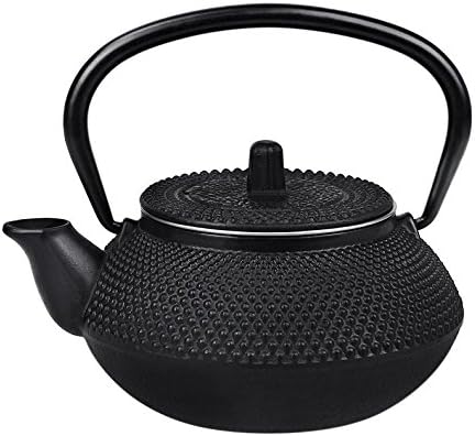 RUIKA Japanese Tetsubin Tea Kettle Cast Iron Teapot with Stainless Steel Infuser Black 300ml 10 oz