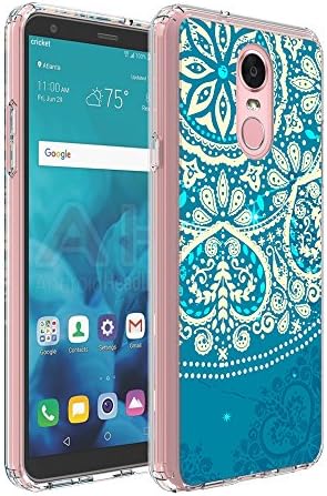LG Stylo 4 Case/LG Stylus 4 Case, Helianton Hard Plastic Prints Back + Clear Shockproof TPU Bumper Protective Cover, Cute Thin Slim Phone Case for LG Stylo 4 (blue flower)