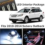 Classy Autos White LED Lights Interior Package for Subaru Outback (6 Pieces)