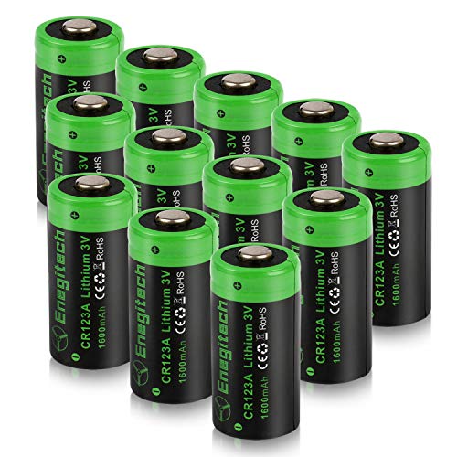 [Updated] Enegitech CR123A Lithium Battery 3V Arlo VMS3230 Batteries 1600mAh Non-Rechargeable with PTC Protection for Polaroid Photo Camera Flashlight Torch Microphones -12 Pack