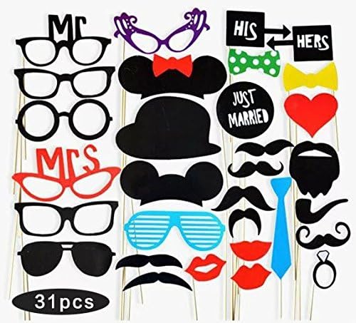 31 Pieces Photo Booth Props Party Favor for Wedding Party Graduation Birthdays Dress-up Accessories