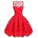 Lace Sleeveless Mesh Pleated Skater Tunic Midi Women Formal evening Prom Dress