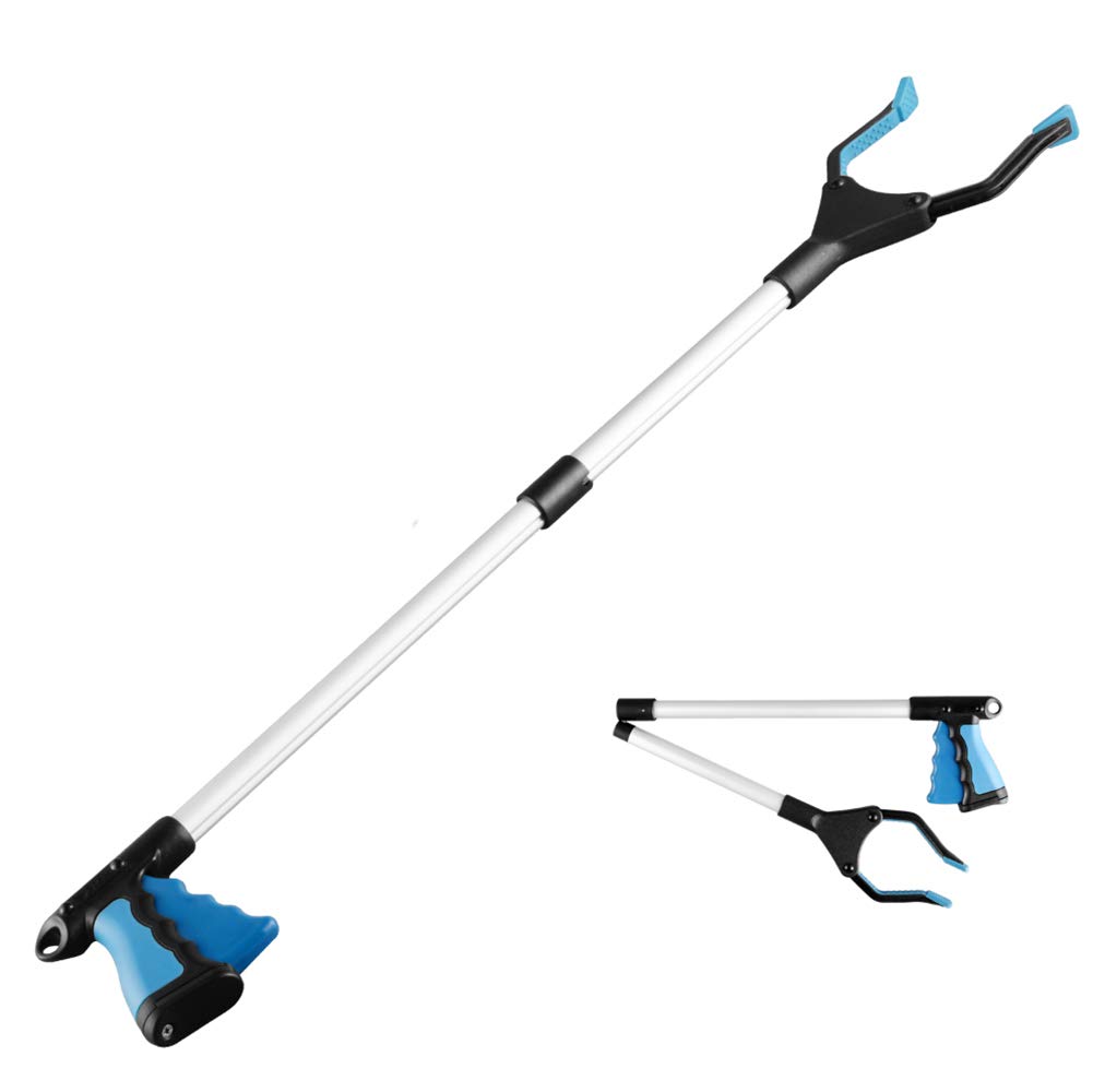 Grabber Reacher Tool, Reacher Grabber, Grabber Tool for Elderly, 32" Foldable Litter Picker, Garden Grabber, Arm Extension, Lightweight Mobility Aid, Extender Gripper Tool (Blue)