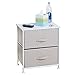 mDesign Night Stand/End Table Storage Tower - Sturdy Steel Frame, Wood Top, Easy Pull Fabric Bins - Organizer Unit for Bedroom, Hallway, Entryway, Closets - Chevron Zig-Zag Print - 2 Drawers - Taupe