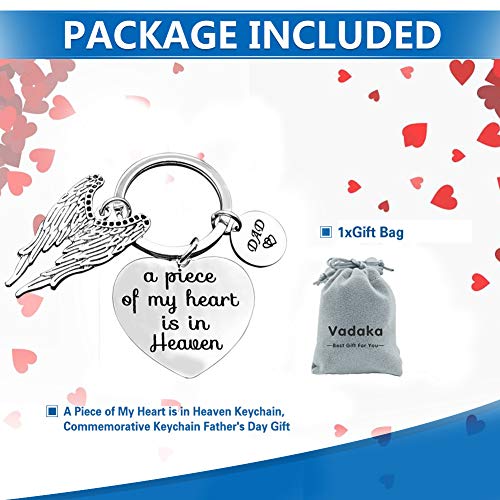 Memorial Jewelry Gift A Piece of My Heart is in Heaven Keychain Angel Wing Dad Memorial Keychain Keyring Gift Sympathy Jewelry