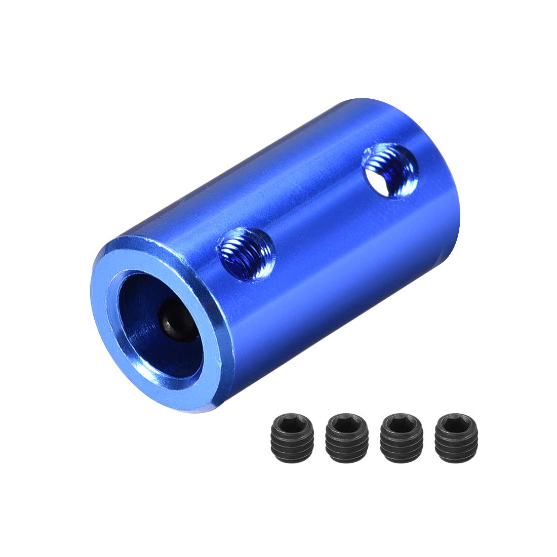 sourcing map 7mm to 8mm Bore Rigid Coupling Set Screw L25XD14 Aluminum Alloy,Shaft Coupler Connector,Motor Accessories,Dark Blue,4pcs