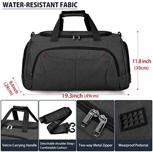 Gym Duffle Bag Waterproof Large Sports Bags Travel Duffel Bags with Shoes Compartment Weekender Overnight Bag Men Women 40L Black 4 Gym Duffle Bag Waterproof Large Sports Bags Travel Duffel Bags with Shoes Compartment Weekender Overnight Bag Men Women 40L Black
