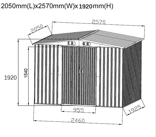 Ainfox 6FT X 8FT Storage Shed, Utility Steel Toolshed Storage Kit for Outdoor Garden Backyard Grey (6'x8' Storage Shed)