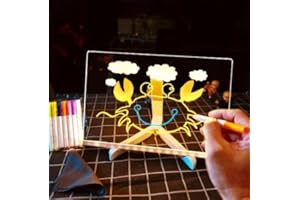 RUANECL Acrylic Dry Erase Board with Light, Led Note Board with Colors, 7.8 X 7.8” Light Up Dry Erase Board with Adjustable Stand Glow Memo Note, Led Board White Board for Office Home