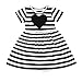 Baby Girls Kids Black White Striped Short Sleeve Cotton Dress One Piece