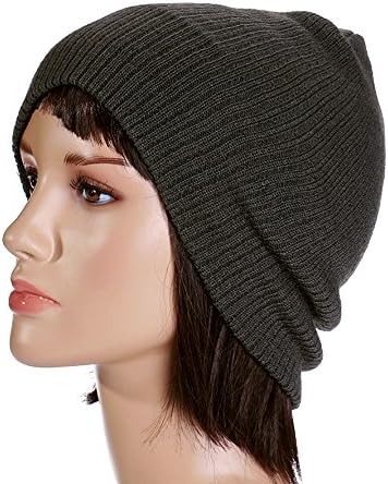 Onarola Beanie Winter Hat Slouchy Women Men Skull Cap Stretchy Soft (Pure Gray)
