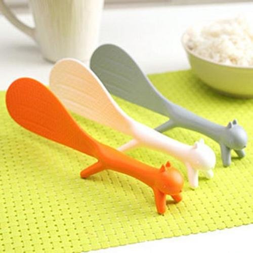 NPLE--1x Kitchen Squirrel Shape Non-stick Rice Paddle Scoop Spoon Ladle Novelty Tool Z - Thumbnail 4