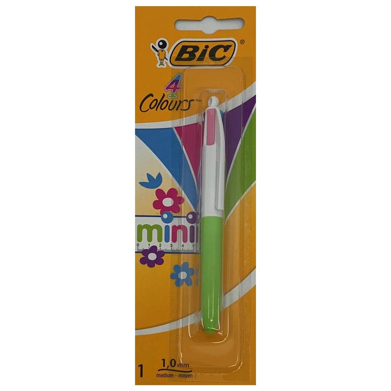 Bic 4 colours Mini Pen - 1.0mm Medium - Pink, Purple, Turquoise, Green