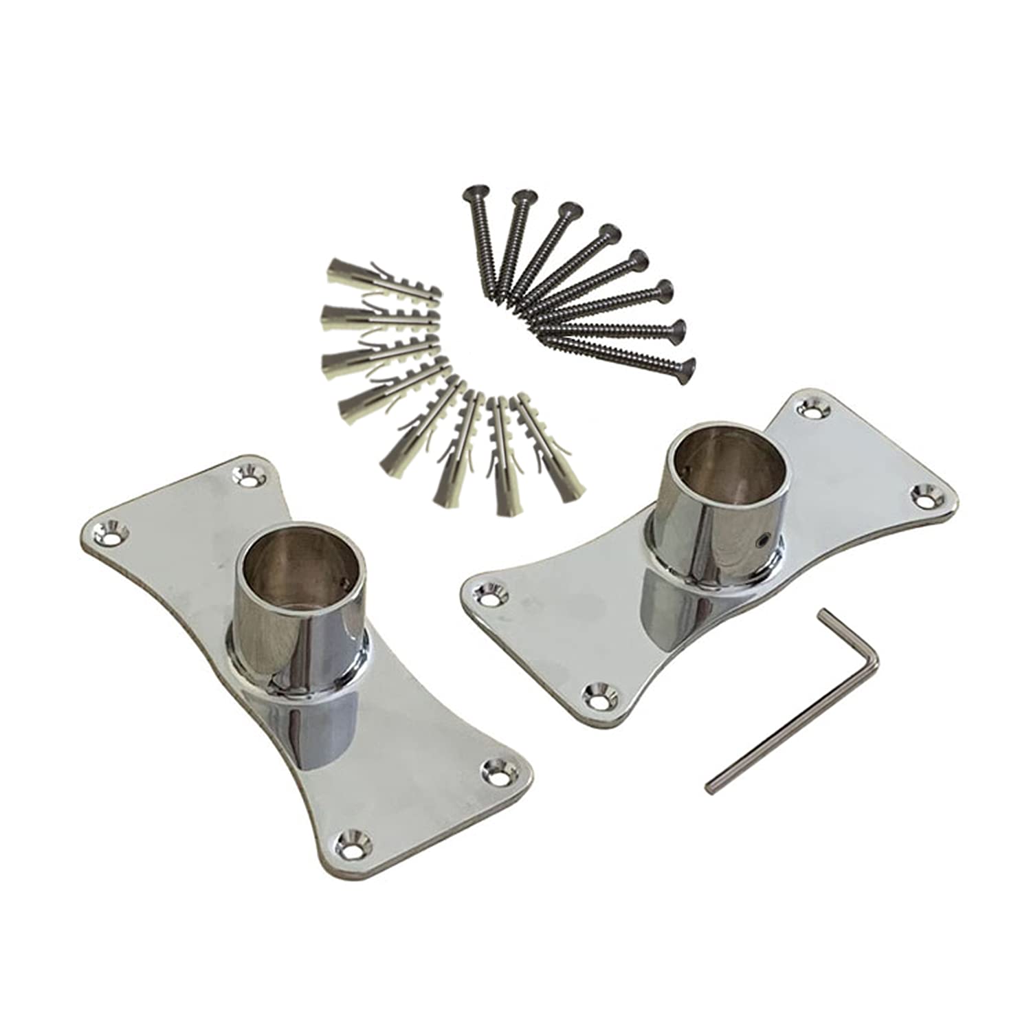 Naiture Jumbo Shower Curtain Rod Flanges, Stainless Steel, Set of 2, Chrome Finish