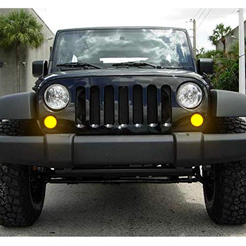 GTINTHEBOX LED Front Turn Signal Light Smoked Lens Amber/White Flasher for 2007-2018 Jeep Wrangler JK Unlimited - No Logo