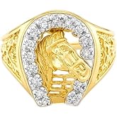 Genuine 0.50 Carats Diamonds Horse Shoe Men's Ring 18k Gold