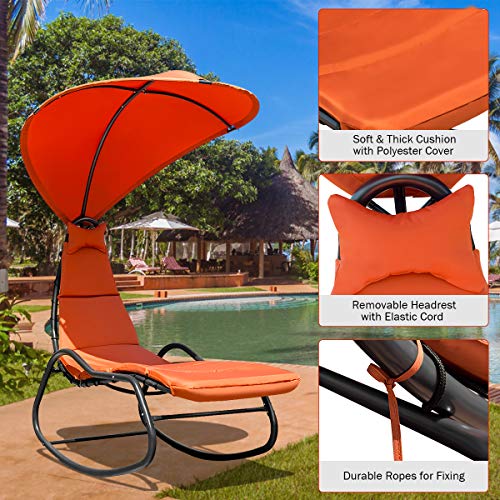 Giantex Chaise Lounge Swing Chair, Outdoor Hammock with Stand and