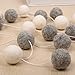 Felt Wool Ball String Wall Hanging Pom Pom Garland Home Decorations 30mm Balls (Gray White)
