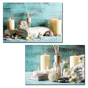 2 Panel Spa Still Life with Candles and...