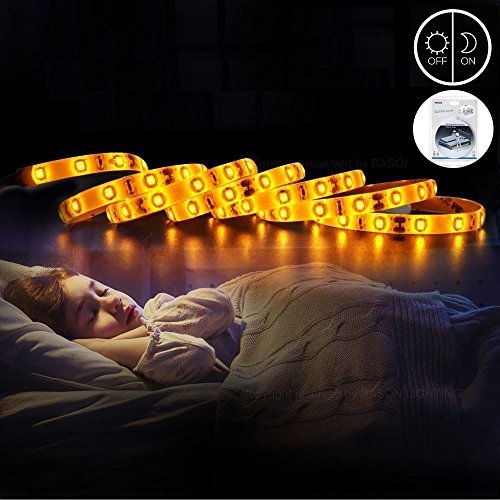 Motion Activated Under Bed Light, Fixinus 4FT LED Motion Sensor Night Light Strip, Warm White Bedside Light with Automatic Shut Off Timer Perfect for Bedroom, Baby Crib Night Light
