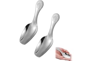 Small Salt Spoon Short Stainless Steel Silver Mini Scoop for Jars, Jam, Spices, Condiments, Seasoning, Sugar, Honey, Coffee, 