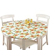 Collections Etc Fitted Elastic No-Slip Fit Table Cover with Soft Flannel Backing, Sunflower, Oval