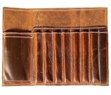 Jaald Genuine Leather Pencil Roll Brush Case Pen