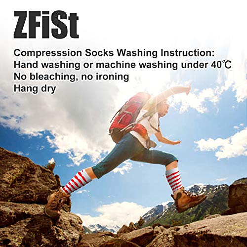 ZFiSt Compression Socks Women Men Nurse, 2/3/4Pair 20-30 mmHg Sport Running Compression Socks for Edema Diabetic Varicose Veins Flight Pregnancy (4Color4, Small/Medium)