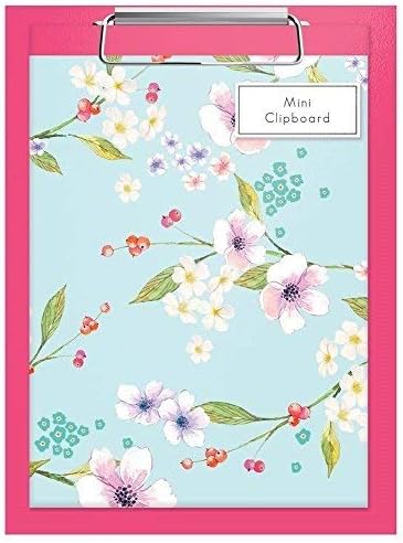 Mini Pink Clipboard & A5 Note Pad Rule Paper Floral Blossom Design Gift