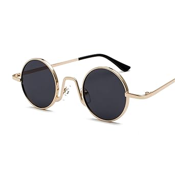 AOCCK Sonnenbrillen,Brillen, Retro Small Round Sunglasses Women Black And Gold Metal NEW Circle Sun Glasses For Men Vintage U