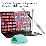 MLMSY 66 Color Sweet Lip Gloss Mouth Moisturizing Nude Moisturizing Lasting Moist Lip Fashion Lipstick Makeup Cosmetic Palette with Matching Brush and Brush Washing Egg(66 color)