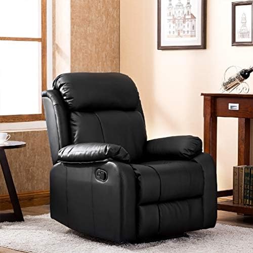 Keyobesa Leather Sofa Armchair Recliner Black Classic Sofa Sets in Warm House With PU Leather … (1 seat)