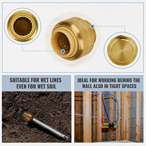 SUNGATOR 12Pack Push Fit PEX End Cap, 1/2Inch PushtoConnect, No