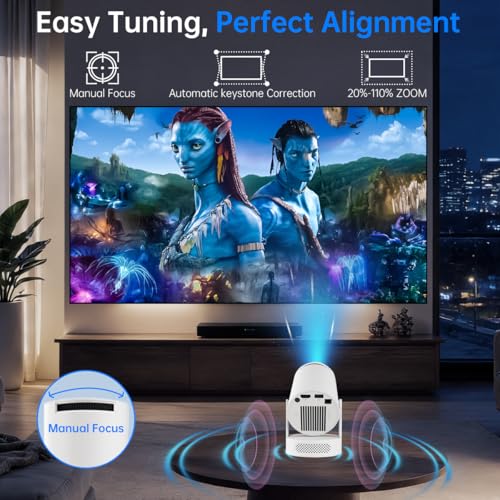 Xorytin Projector with WiFi and Bluetooth, Mini Projector with Built-in Apps, 4K Supported Smart Portable Projector, 210° Rotatable, Auto Vertical Keystone, 5W Speaker, 200 ANSI