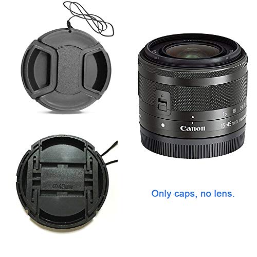 Fire-Rock 49mm Snap-On Front Lens Cap Cover Compatible for Canon M50 M100 With EF-M 15-45mm IS STM Lens / Sony RX1R NEX-7 With E 55-210mm SEL 18-55mm 35mm/f 1.8 Lens (2 PCS)