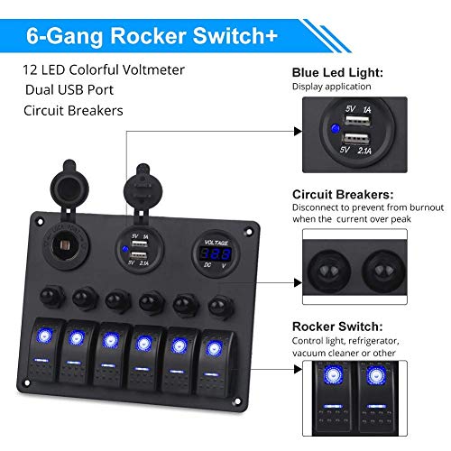 image for WATERWICH Marine Boat Car 8 Gang ON-Off Ignition 3 Pin Waterproof Togg