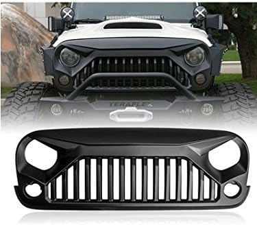 Front Matte Black Eagle Eye Grille Grid Grill with Mesh Insert Fits 2007-2017 Jeep Wrangler Rubicon Sahara Sport JK & Unlimited 2/4 Door