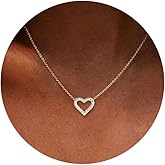 Plenky Heart Necklace, AAA+ Cubic Zirconia, 14K Gold Plated Necklace for Women, Cute Dainty Love Pendant Necklaces for Women