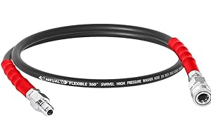 YETIANICAL Pressure Washer Whip Hose 10FT, 3/8'' Hose Reel Connector Hose for Power Washer, Steel Wire Braided Suitable for Hot and Cold Water, 5000 PSI (10FT)