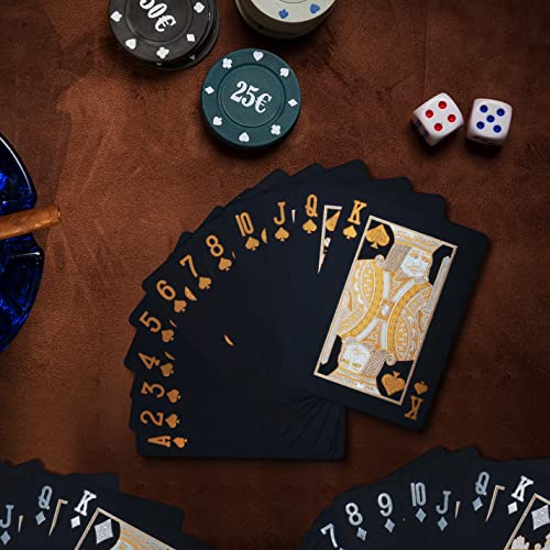 2 Decks of Playing Cards, INTEGEAR Gold 3D Embossed Patterned Poker Cards Plastic PET Waterproof