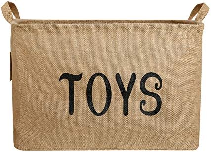 ZONYON Toy Storage Basket, 17'' Jumbo Large Collapsible Foldable Storage Container,Baby Bin,Hamper Organizer with Handles for Boys,Girls,Kids,Toys,Office,Bedroom,Closet,Gift,Burlap