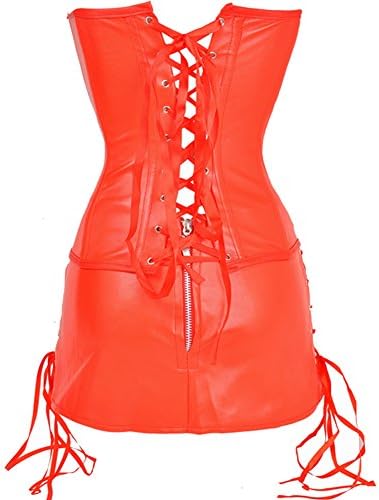UUGULO Sexy Womens Dress Body Shaper Mini Skirt Dress Strapless Faux Leather Steampunk Corset