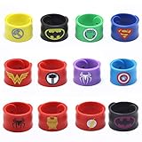 Superhero Slap Bracelet,Boys & Girls Birthday Party Favors and Party Supplies, Superhero Slap Bracelet for Kids School Classroom Rewards, Absolutely Favorite Novelty Toy (12 pcs)-USA WOLF