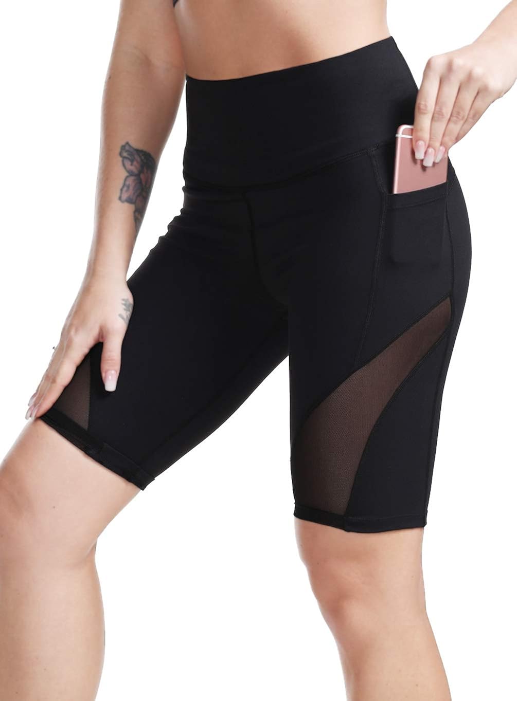 DILANNI Women's Yoga Shorts with Pockets- High Waisted Workout Shorts for Gym Biker